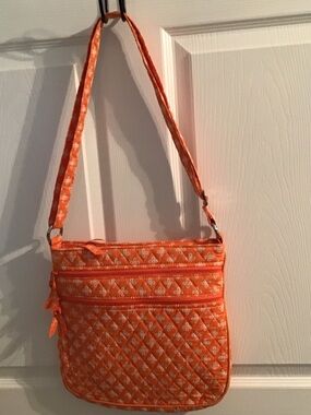 Vera Bradley Orange Quilted Crossbody with White Pattern (B)